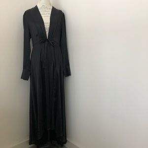 Free People Black Satin Kimono